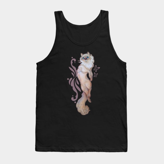 Cat and butterflies Tank Top by Yulla